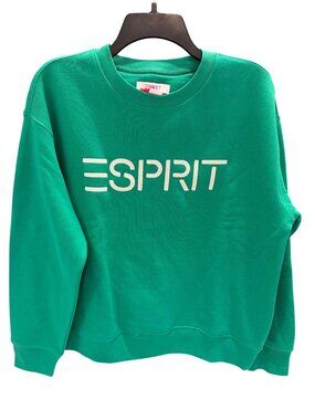 Esprit Gen X Viral Womens Green Crewneck Sweatshirt Logo Embroidery Small